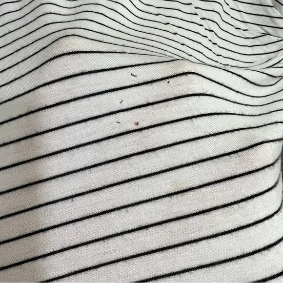 Catherine Malandrino Black and White Pinstripe Blouse Plus Size 2X Waist Tie Top - Picture 4 of 6